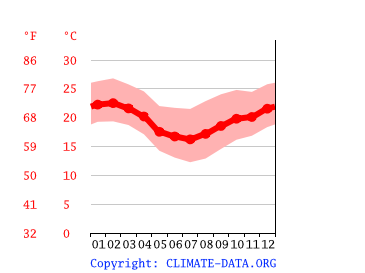 average temperature by month, São Paulo